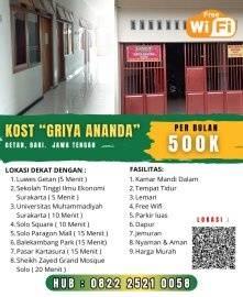 Kost Griya Ananda - Tempat Strategis , Aman & Murah Type 1