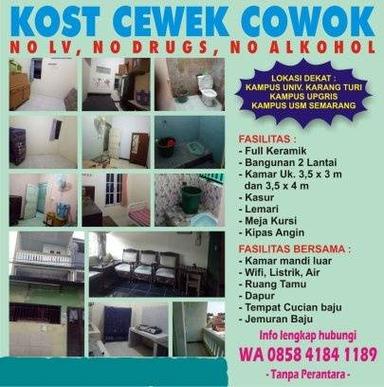 TERIMA KOST CAMPUR CEWEK COWOK AREA KOTA LAMA SEMARANG Type 1