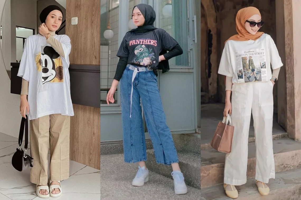 ootd hijab style baju pendek pake manset